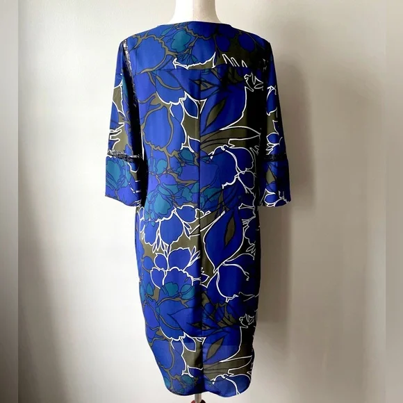 Apt. 9 | 3/4 Sleeve Shift Dress | Royal Blue & Green | Small - Picture 4 of 4